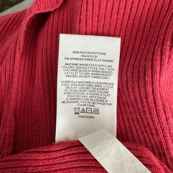 Express Sleeveless Rib Knit Dress Midi Medium Dark Coral Red Orange - Picture 11 of 11